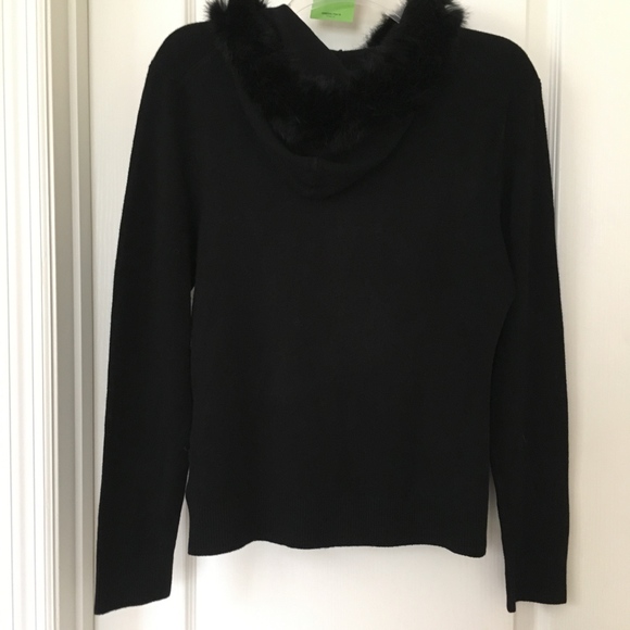 BCBG Rabbit Fur Trimmed Zip Jack, Womens M - Picture 4 of 8